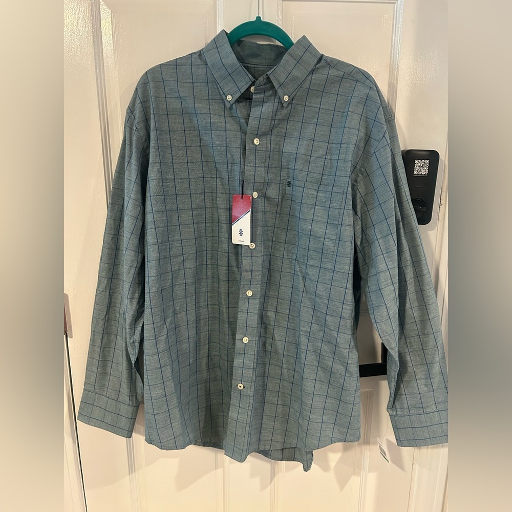 IZOD Men's Teal Checkered Shirt NWT